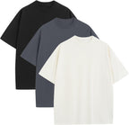 Men's Heavyweight Cotton Oversized Tee - Crew Neck Short Sleeve Loose Fit Basic Top for Everyday Layering - Large