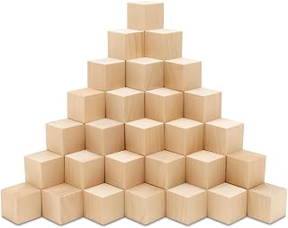 Woodpeckers DIY Wooden Cubes 3-Inch, Pack of 25 Large Unfinished Wood Blocks for Crafts, STEM, Dice, and Building for Stackin