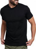 Men's Cotton Blend Crew Neck Tee - Athletic Fit with 4-Way Stretch and a Tag-Free Collar for Gym and Daily Wear - Logo