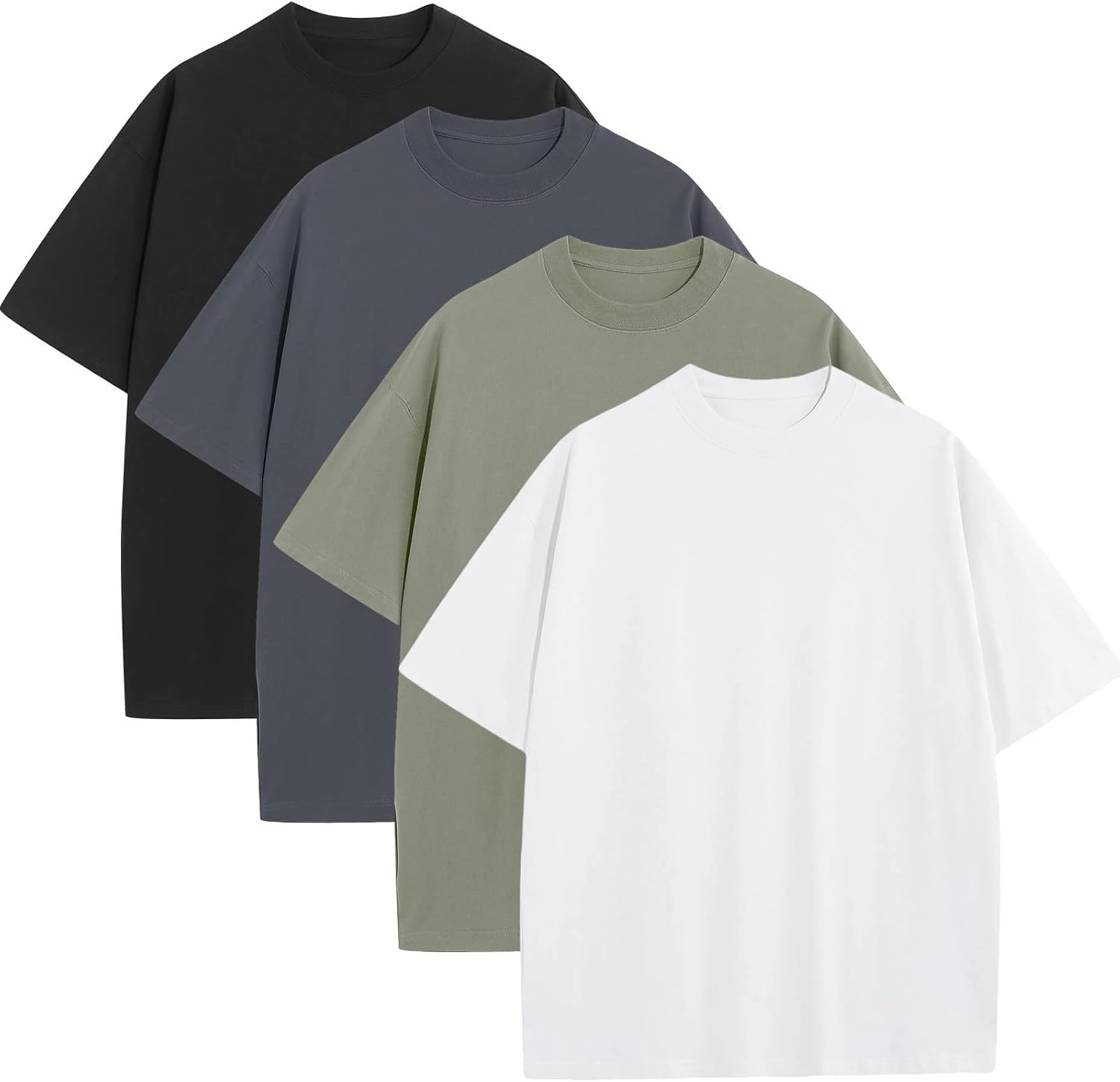 Men's Heavyweight Cotton Oversized Tee - Crew Neck Short Sleeve Loose Fit Basic Top for Everyday Layering - Medium
