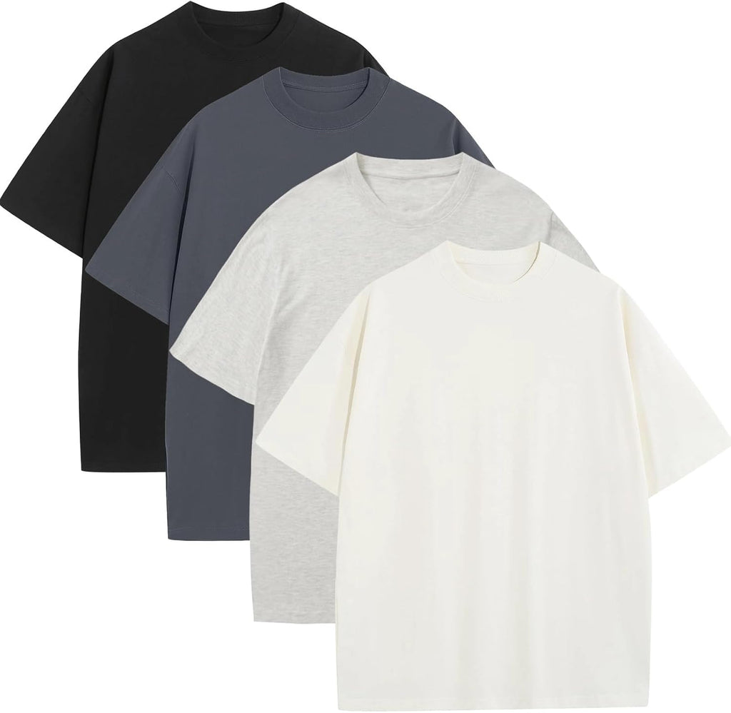 Men's Heavyweight Cotton Oversized Tee - Crew Neck Short Sleeve Loose Fit Basic Top for Everyday Layering - Medium
