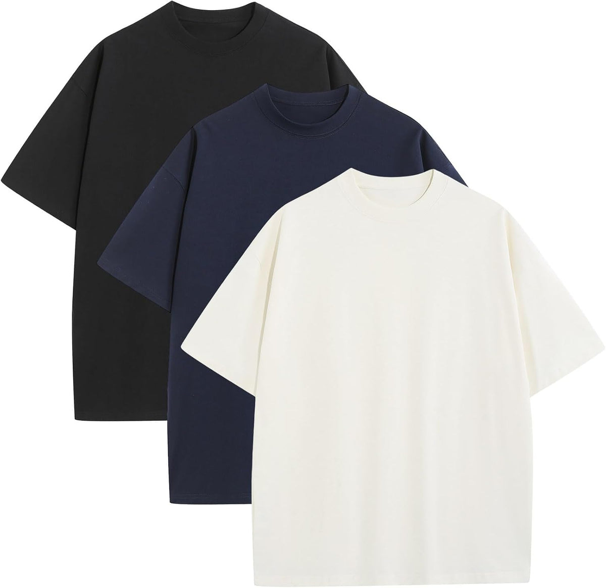 Men's Heavyweight Cotton Oversized Tee - Crew Neck Short Sleeve Loose Fit Basic Top for Everyday Layering - Small
