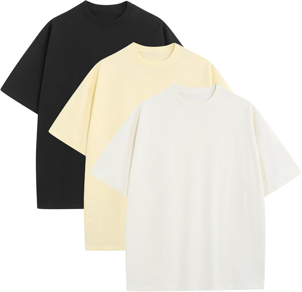 Men's Heavyweight Cotton Oversized Tee - Crew Neck Short Sleeve Loose Fit Basic Top for Everyday Layering - Medium