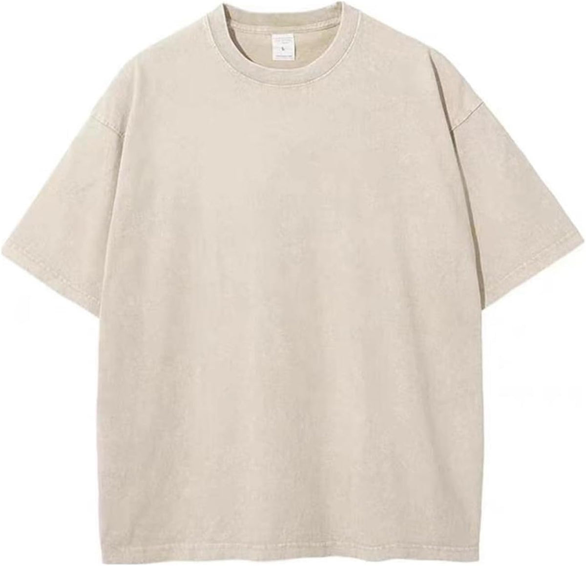 Unisex Washed Cotton Oversized Tee - Loose Baggy Fit, Short Sleeve Vintage Streetwear Top for Daily Layering - Small