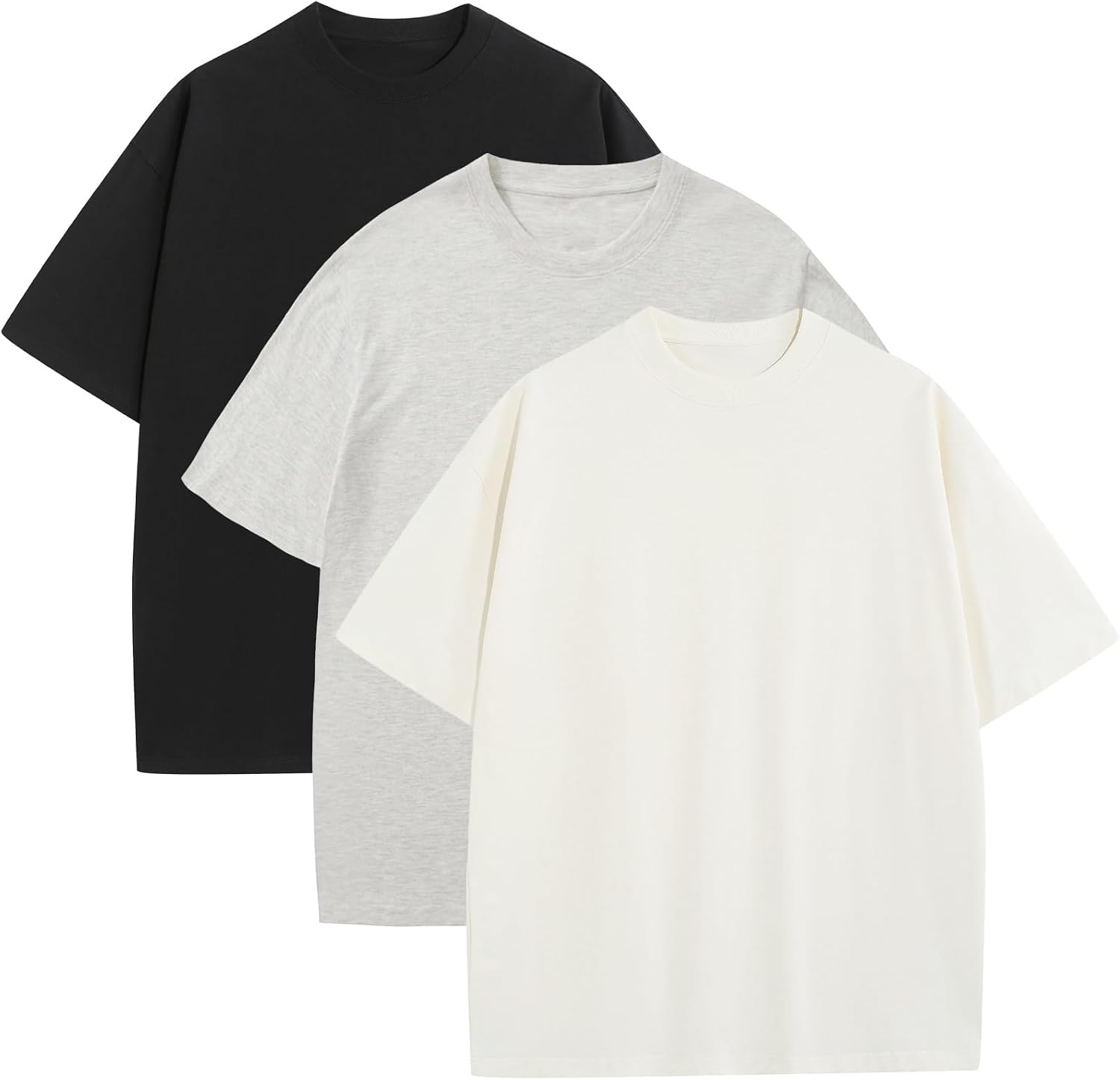 Men's Heavyweight Cotton Oversized Tee - Crew Neck Short Sleeve Loose Fit Basic Top for Everyday Layering - Small