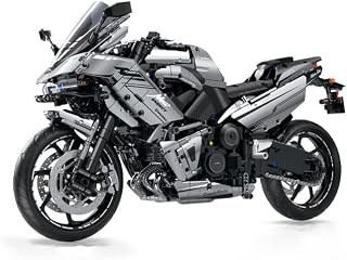 Menbis Narwhals 2156-Piece Motorcycle Building Block Kit, 1:5 Scale MOC Racing Bike Building, buidling Set for Adults and Tee