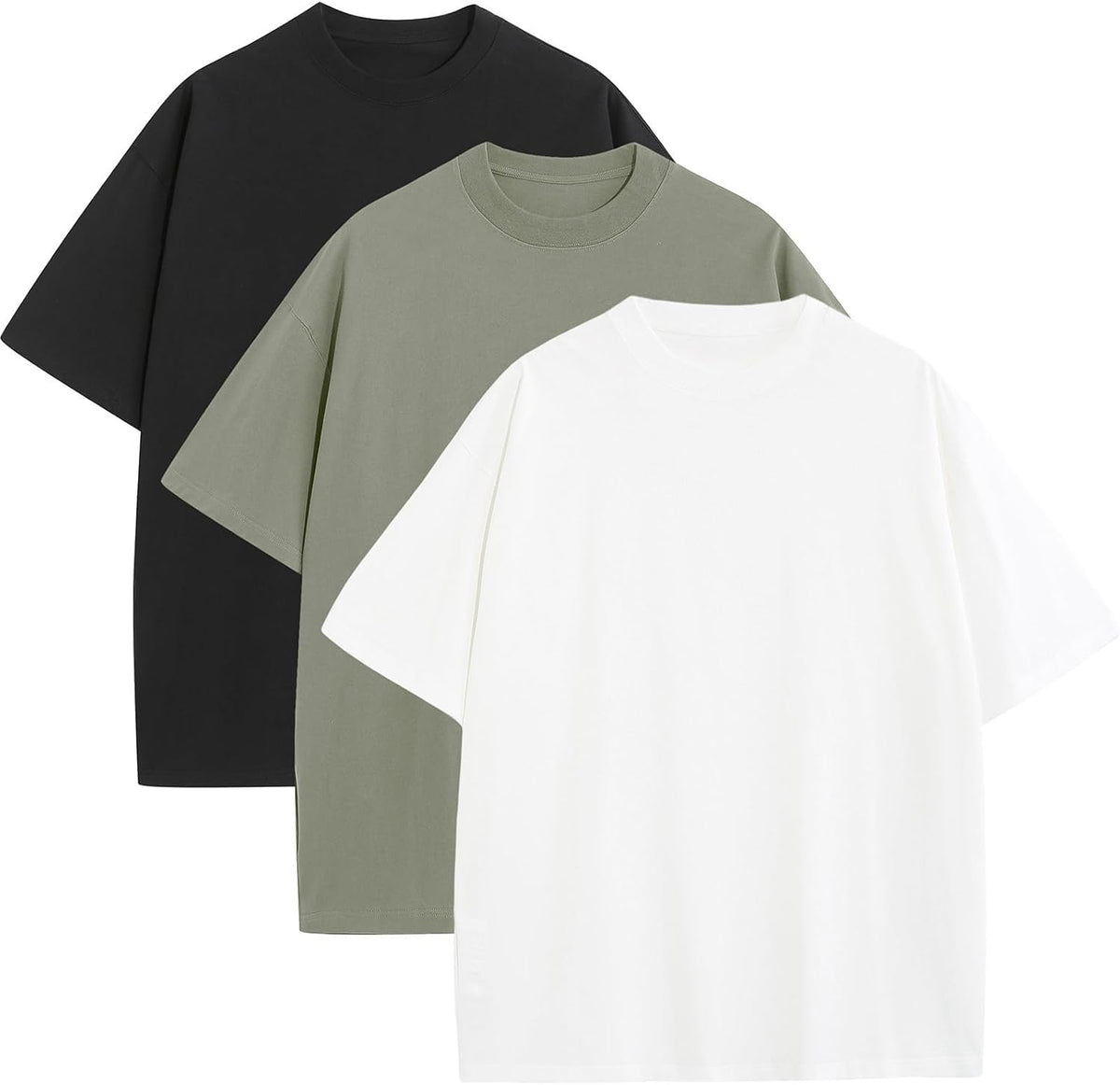 Men's Heavyweight Cotton Oversized Tee - Crew Neck Short Sleeve Loose Fit Basic Top for Everyday Layering - Small