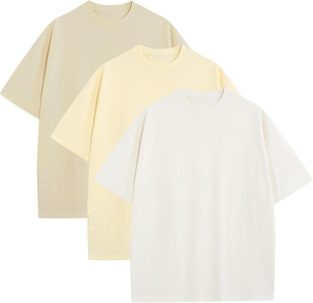 Men's Heavyweight Cotton Oversized Tee - Crew Neck Short Sleeve Loose Fit Basic Top for Everyday Layering - Small