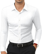 Men's Long-Sleeve Muscle-Fit Dress Shirt in All White