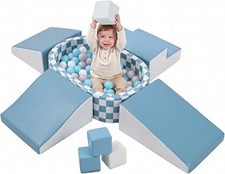 Hoohtoot 9-in-1 PU Leather Climbing Toys with Ball Pit & Building Blocks
