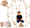 MIND KIDZ Wooden Fort Building Kit for Kids - STEM Montessori Construction Toy - 82 Pieces Fort Builder Play Set with Big Cot