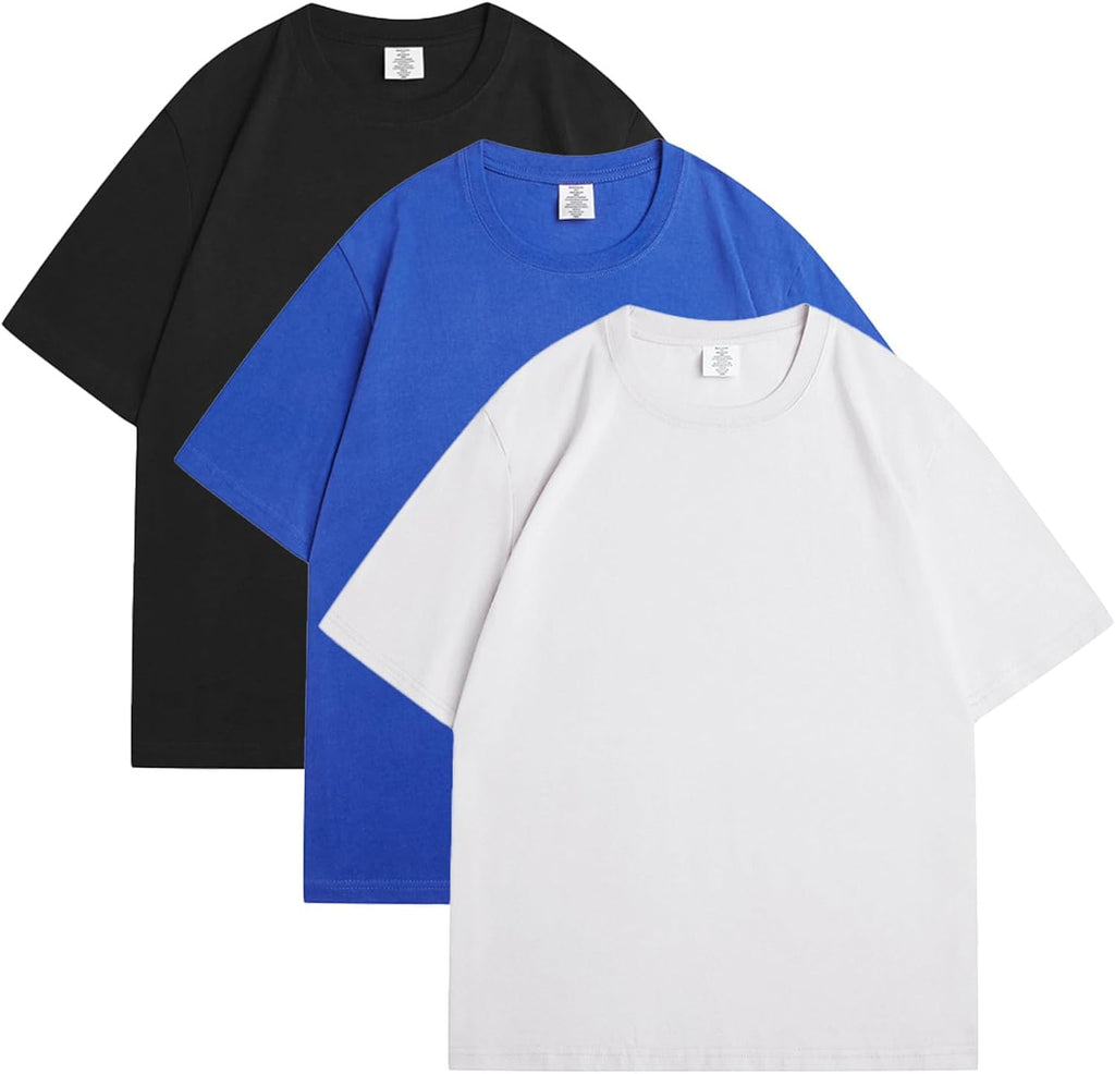 Men's Heavyweight Cotton Oversized Tee - Crew Neck Short Sleeve Loose Fit Basic Top for Everyday Layering - Small