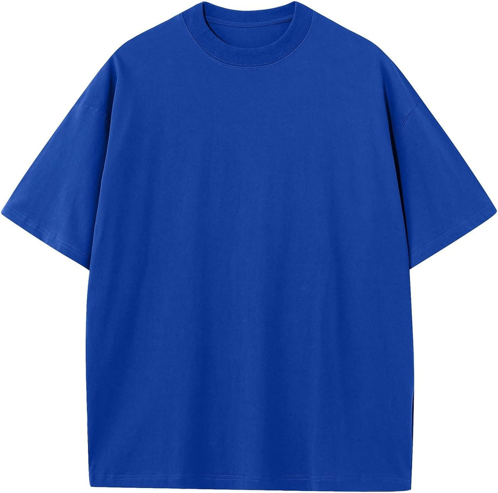 Men's Heavyweight Cotton Oversized Tee - Crew Neck Short Sleeve Loose Fit Basic Top for Everyday Layering - Large (27)