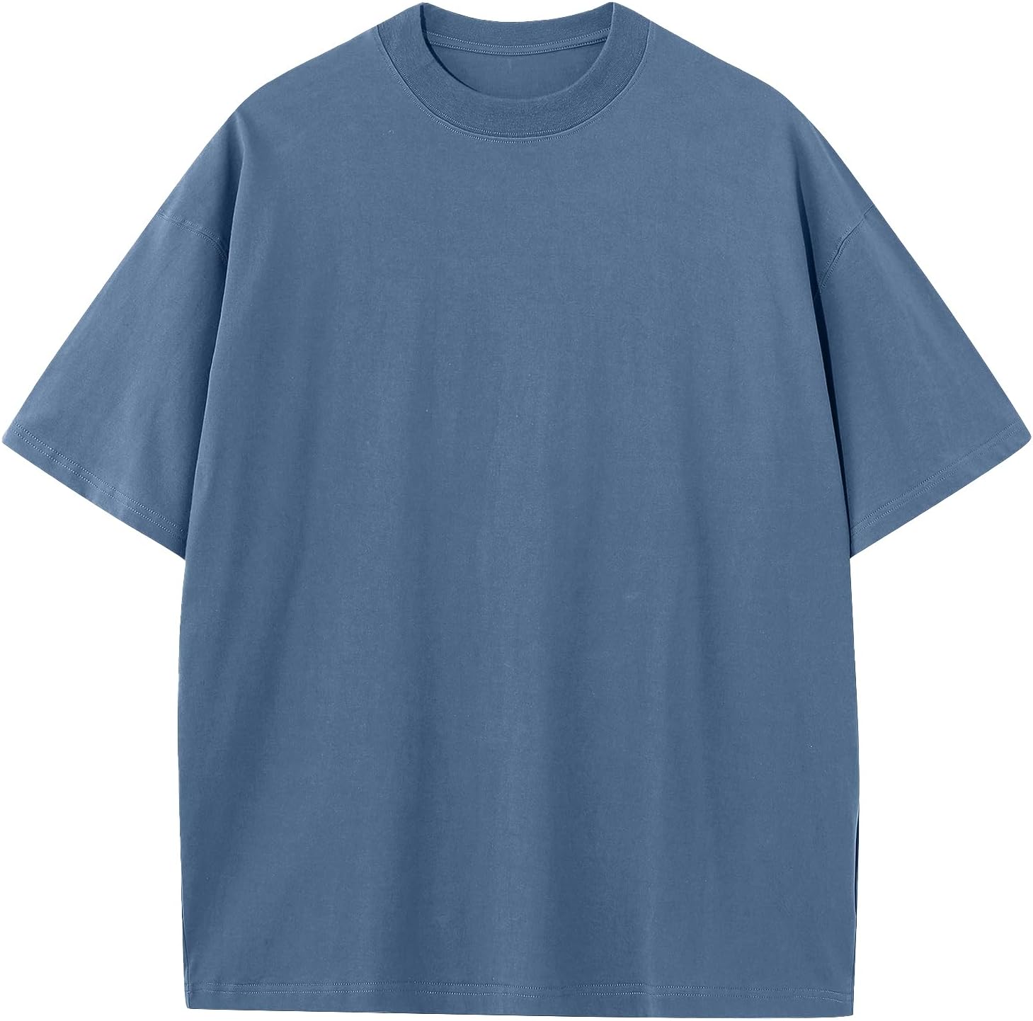 Men's Heavyweight Cotton Oversized Tee - Crew Neck Short Sleeve Loose Fit Basic Top for Everyday Layering - Large