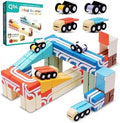 QBI Magnetic Cube Track Set, 4-in-1 Race Car Track Blocks for Kids Ages 3+