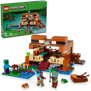 MEOW Minecraft The Frog House Building Toy for Kids, Minecraft Toy Featuring Animals, a Toy Boat and Mob Figures, Gaming Gift