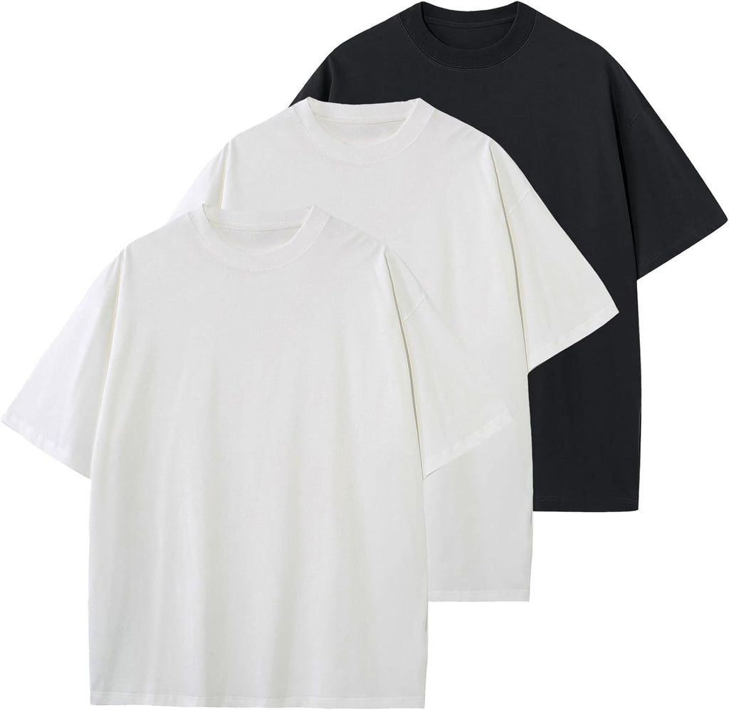 Men's Heavyweight Cotton Oversized Tee - Crew Neck Short Sleeve Loose Fit Basic Top for Everyday Layering - Medium