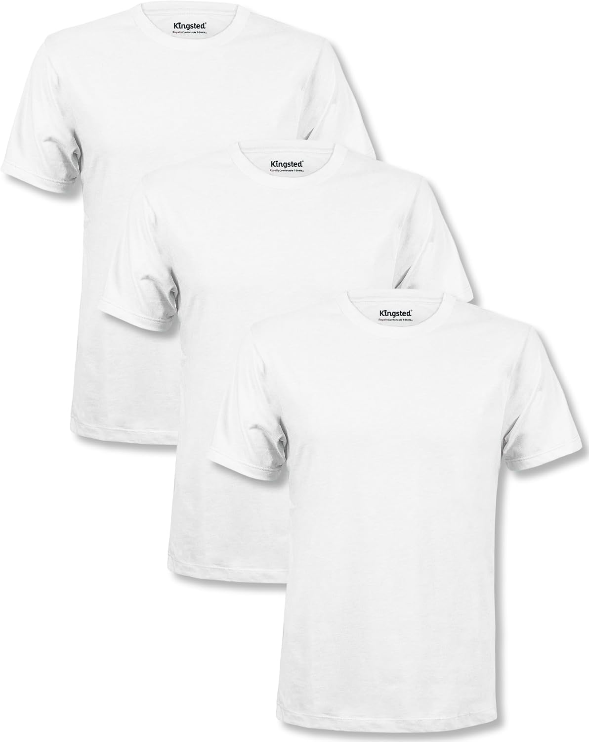 Men's Cotton Blend Classic Fit Tee - Tagless Crew Neck, Lightweight and Shrink Resistant for Everyday Wear - Large