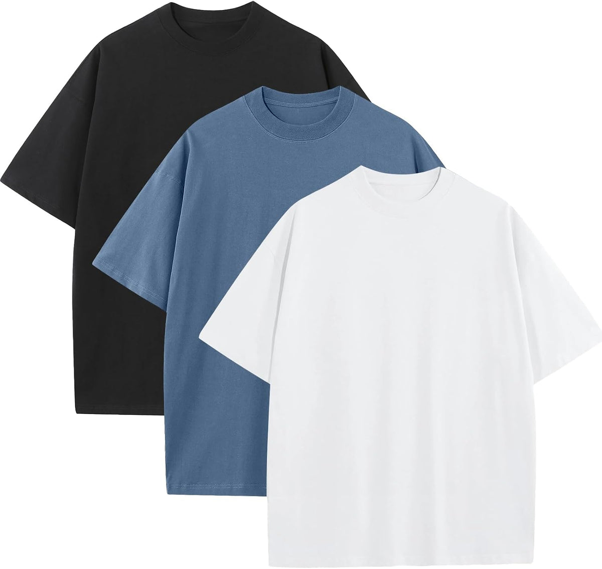 Men's Heavyweight Cotton Oversized Tee - Crew Neck Short Sleeve Loose Fit Basic Top for Everyday Layering - Medium
