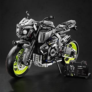 Menbis Narwhals 1987 Piece Motorcycle Building Block Kit, 1:5 Scale MOC Racing Bike Building, buidling Set for Adults and Tee