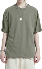 Men's Heavyweight Cotton Oversized Tee - Crew Neck Short Sleeve Loose Fit Basic Top for Everyday Layering - Medium