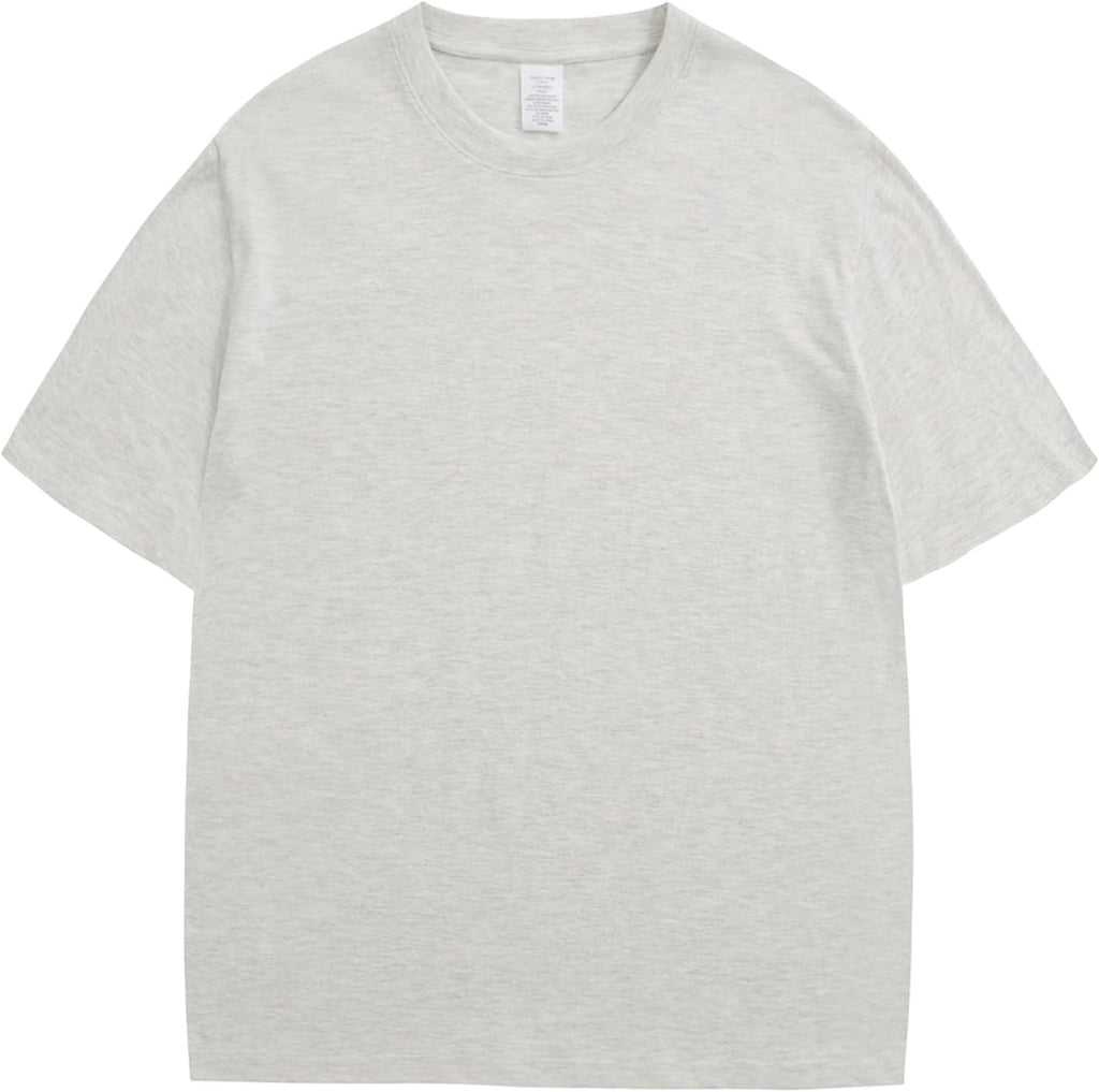 Men's Heavyweight Cotton Oversized Tee - Crew Neck Short Sleeve Loose Fit Basic Top for Everyday Layering - Large (29)