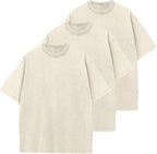 Unisex Cotton Oversized Tee - Loose Wash Solid Basic Top, Short Sleeve Crew Neck for Casual Everyday Layering - Large (2