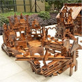 45 pcs Mega Outdoor Carbonized Wooden Building Blocks Set for Kids Toddlers 3-12, Giant Wooden Blocks Big Set for Kindergarte