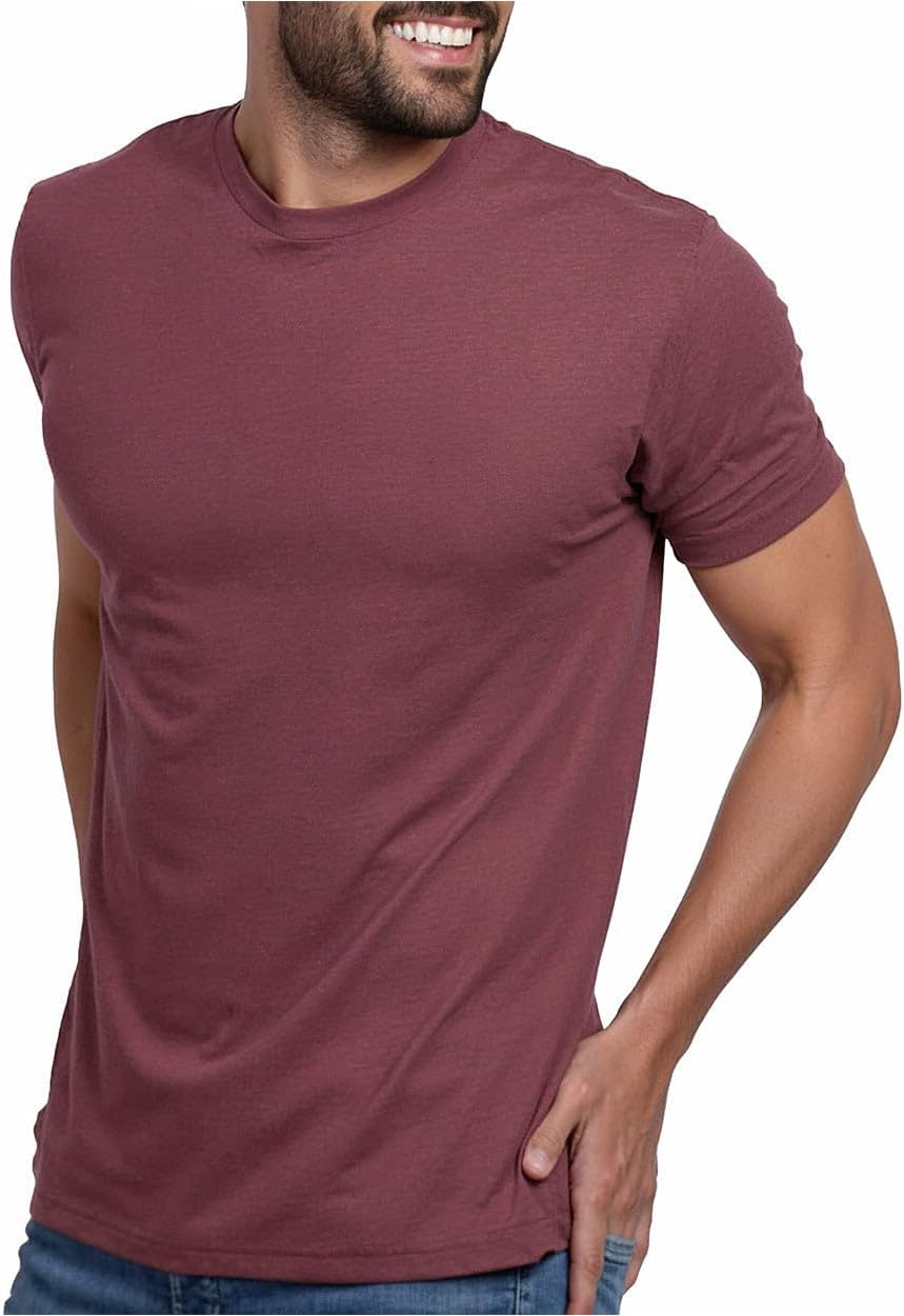 Men's Cotton Blend Crew Neck Tee - Athletic Fit with 4-Way Stretch and a Tag-Free Collar for Gym and Daily Wear - Logo (