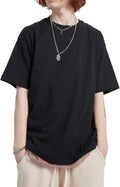 Men's Heavyweight Cotton Oversized Tee - Crew Neck Short Sleeve Loose Fit Basic Top for Everyday Layering - Large