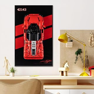 BrickSoul Display Wallboard Compatible with Lego Technic Ferrari Daytona SP3 Race Car 42143 Building Set, Adult Collectibles 
