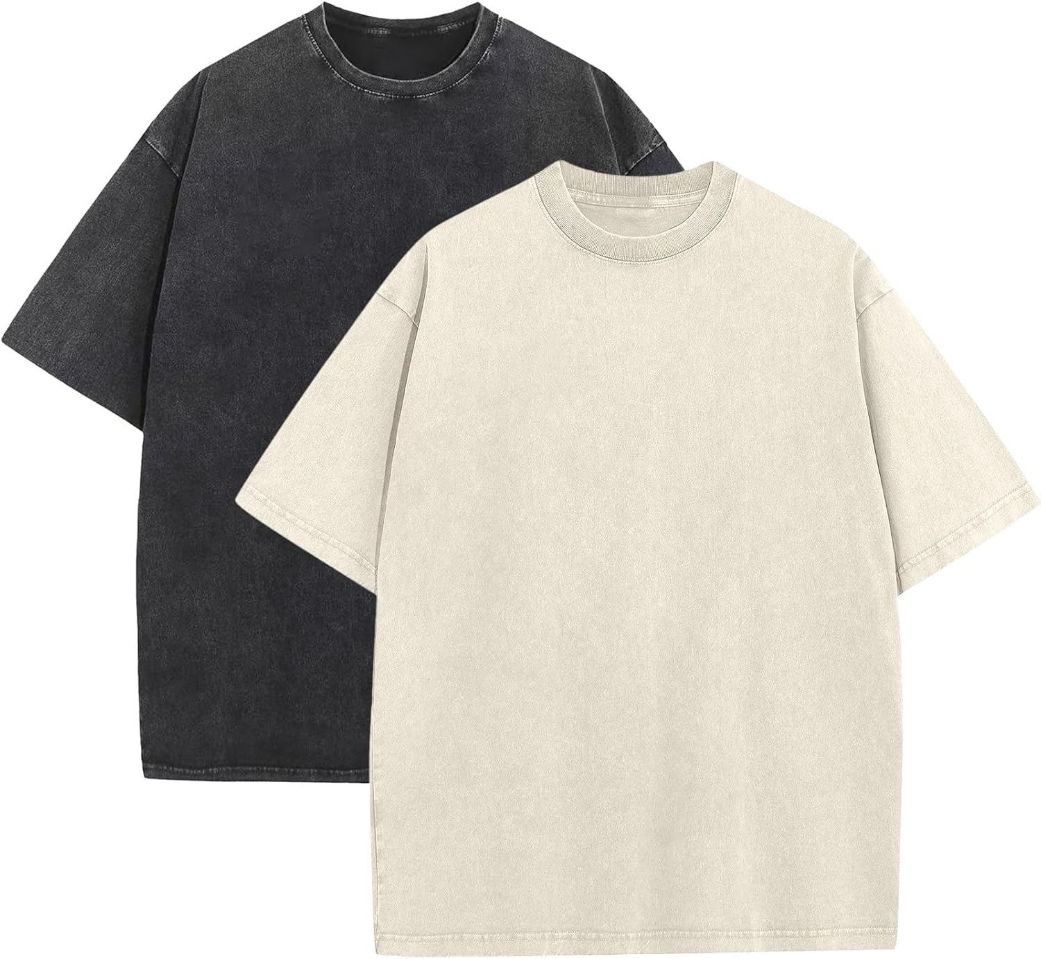 Men's Acid Wash Oversized Tee - Loose Fit Short Sleeve Vintage Streetwear Shirt with a Faded Mottled Finish - Medium