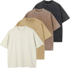 Unisex Vintage Washed Cotton Tee - Oversized Loose Fit, Short Sleeve Crew Neck Top for Relaxed Everyday Styling - Medium