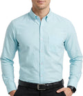 Men's Oxford Cotton Dress Shirt - Long Sleeve Regular Fit, Pre-Shrunk Button Down with Chest Pocket for Work - Medium