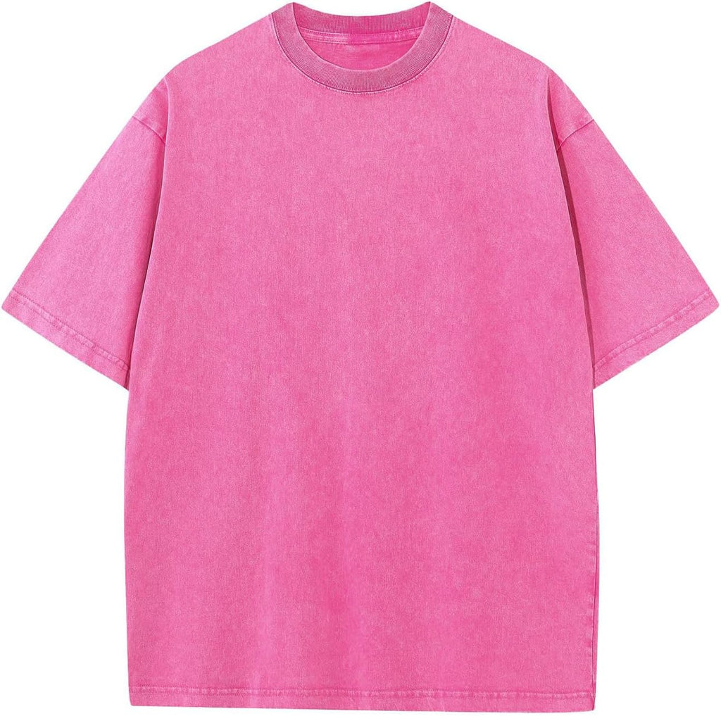Unisex Washed Cotton Oversized Tee - Loose Baggy Fit, Short Sleeve Vintage Streetwear Top for Daily Layering - Large