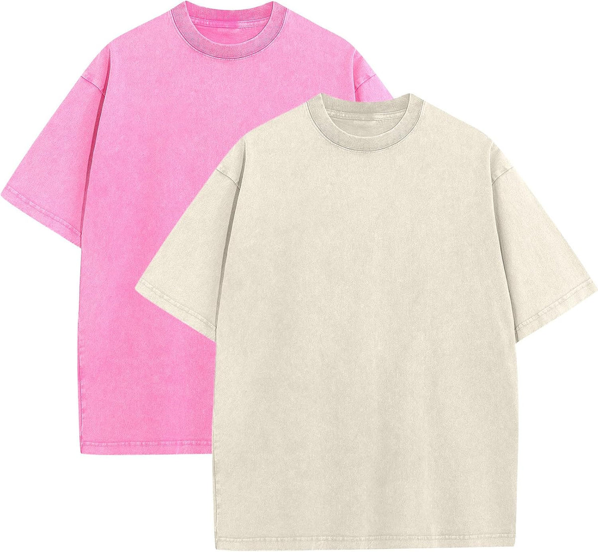 Men's Acid Wash Oversized Tee - Loose Fit Short Sleeve Vintage Streetwear Shirt with a Faded Mottled Finish - Small