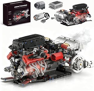 V12 Engine Model Kit that Runs - Visible MOC Physical Science Car Engine Project for Car Enthusiasts with Motor, Lighting and