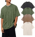 Men's Acid Wash Oversized Tee 4-Pack - Heavyweight Cotton Vintage Shirts with Faded Finish for Streetwear - Small