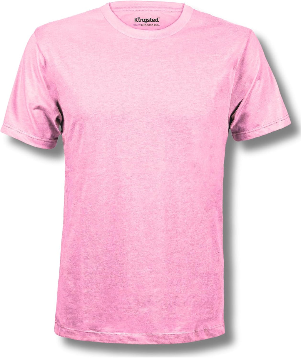 Men's Cotton Blend Classic Fit Tee - Tagless Crew Neck, Lightweight and Shrink Resistant for Everyday Wear - Large