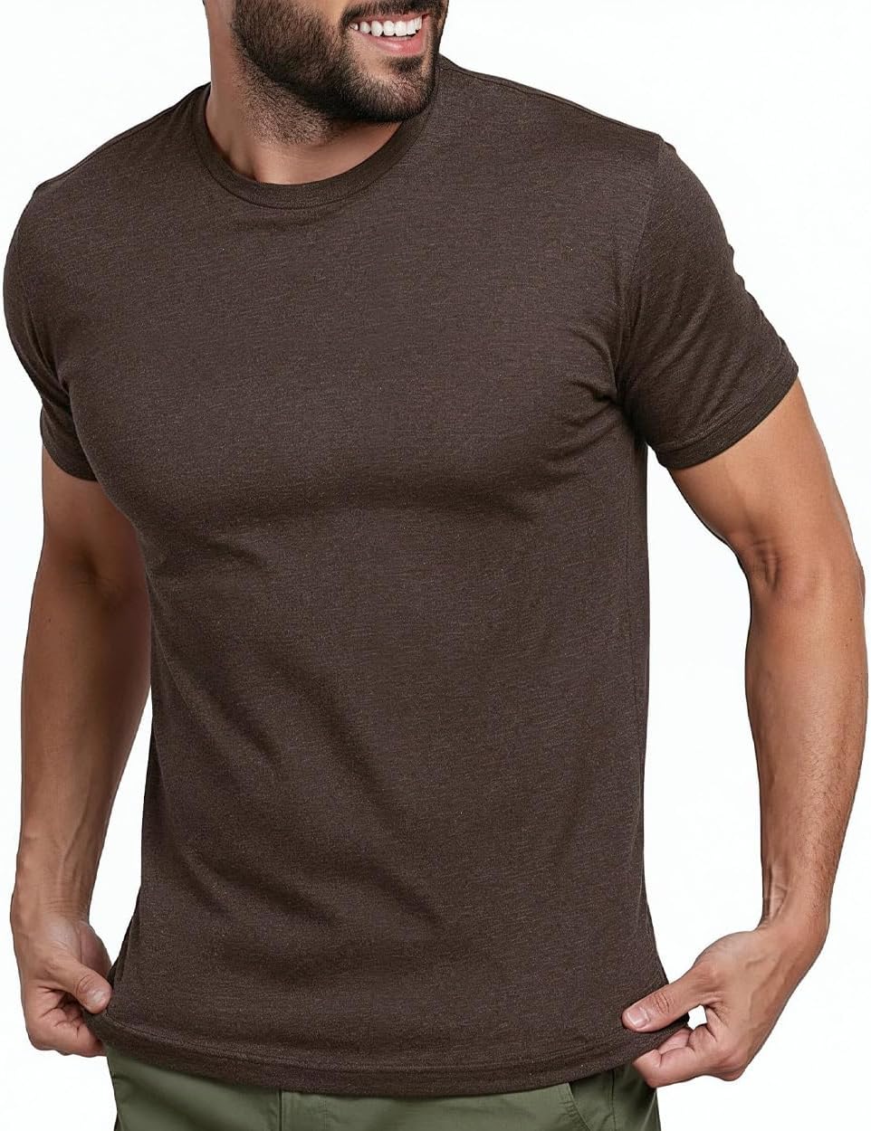 Men's Cotton Blend Crew Neck Tee - Athletic Fit with 4-Way Stretch and a Tag-Free Collar for Gym and Daily Wear - Logo (