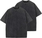 Unisex Vintage Washed Cotton Tee - Oversized Loose Fit, Short Sleeve Crew Neck Top for Relaxed Everyday Styling - Medium
