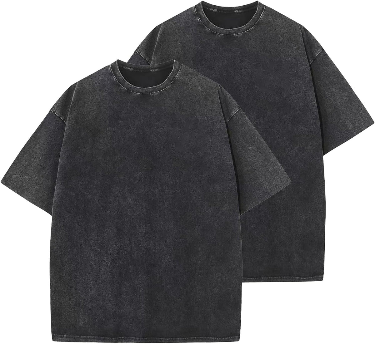 Unisex Vintage Washed Cotton Tee - Oversized Loose Fit, Short Sleeve Crew Neck Top for Relaxed Everyday Styling - Medium