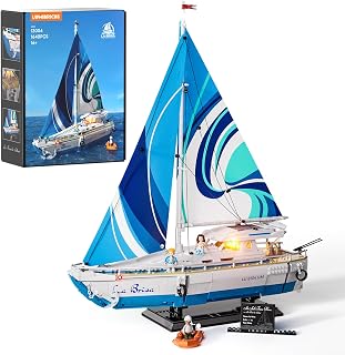 Lumibricks Sailboat La Brisa Lighting Building-Bricks Set - City Yacht 1640 Pcs Collection Display Set for Adults and Technic