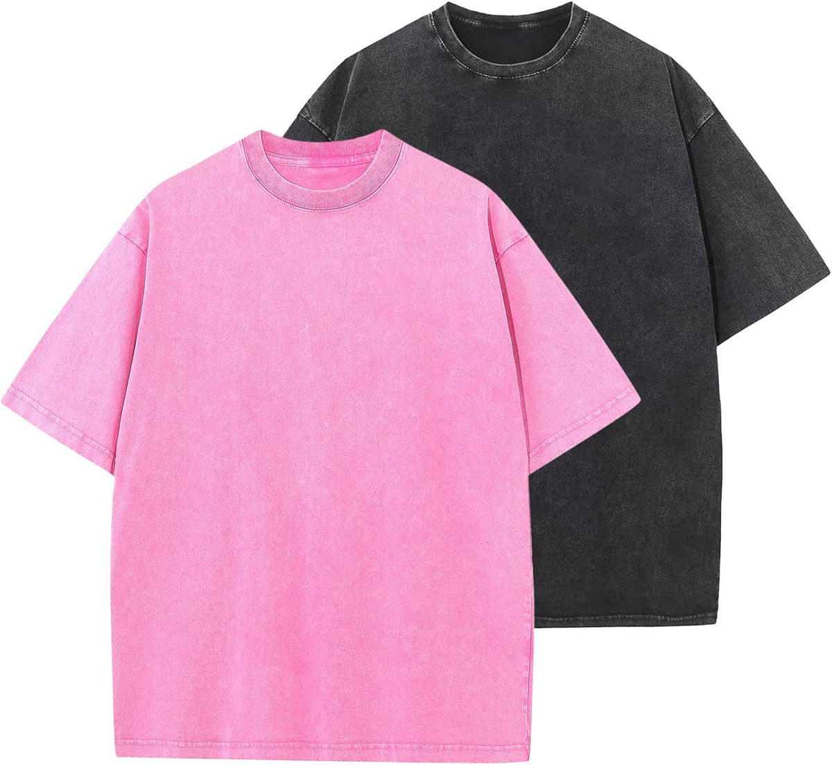 Unisex Vintage Washed Cotton Tee - Oversized Loose Fit, Short Sleeve Crew Neck Top for Relaxed Everyday Styling - Medium