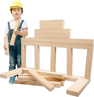 Leyndo 24 Pcs Foam Bricks Building Blocks Kids, Multi Sizes, Wooden Color