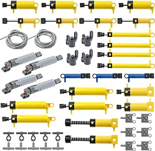 ASTEM 49pcs Pneumatic Technic-Parts Kit Compatible with Toy Pneumatic Cylinders-Air-Pump Pressure Rod Switch Piston Hose Tech