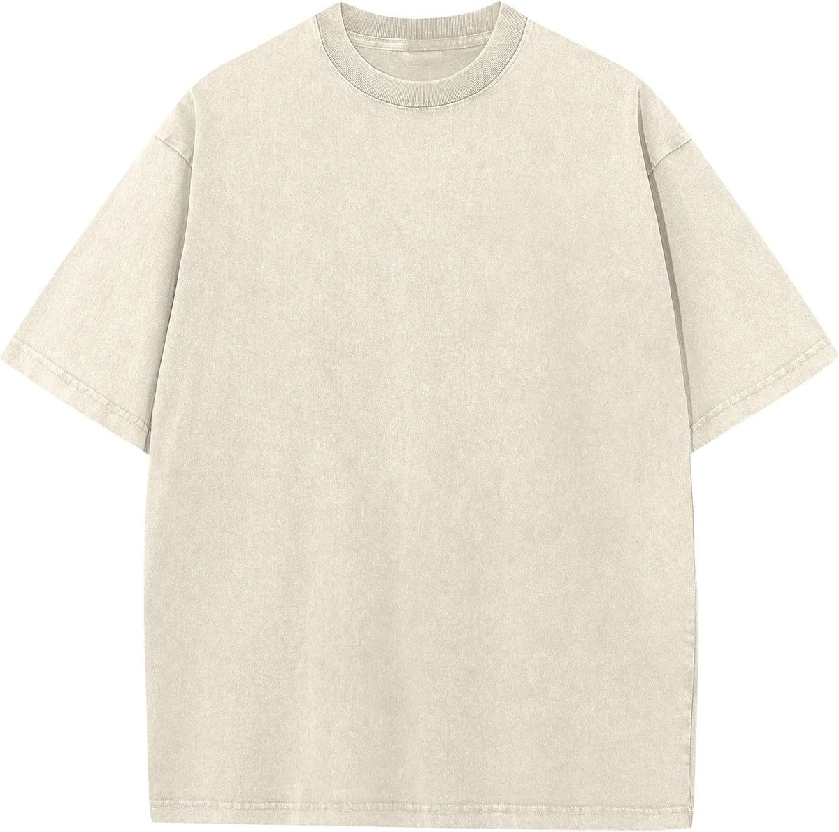 Unisex Cotton Oversized Tee - Loose Wash Solid Basic Top, Short Sleeve Crew Neck for Casual Everyday Layering - Medium