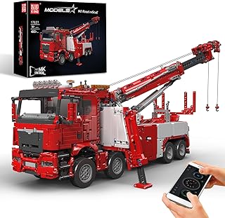 Mould King 17027 Road Rescue Crane Truck Building Blocks, APP & Remote Control Motorized Engineering Tow Truck, 4883 PCS Larg