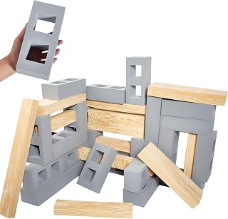 Deekin Large 37 Pcs Foam Brick Building Blocks, Gray