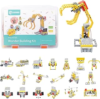 ELECFREAKS microbit 32 in 1 Wonder Sensor Kit, Makecode Programmable Learning Kit with Building Bricks/Sensors/Wukong Expansi